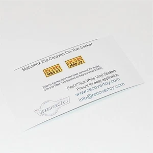 Matchbox Lesney 23a 23b 23c Caravan On Tow Plate Sticker - Picture 1 of 4