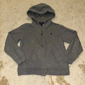 Polo Ralph Lauren Boys Gray Logo Full Zip Hoodie Sweatshirt Size 7 - Picture 1 of 9