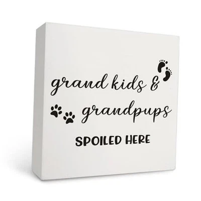Letrero de madera de regalos para abuelos - nietos abuelos mimados aquí madera  Foto 1 de 4