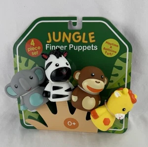 Animali della Giungla Set di 4 Burattini da Dito Bagno e Tempo di Gioco Divertente - Foto 1 di 6