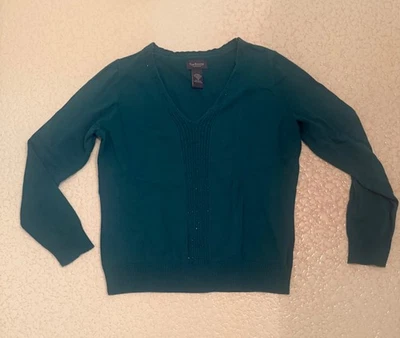 Suéter Top Van Heusen Verde Oscuro Cuello en V Mujer con Cuentas Talla M ¡Tan Bonito!! Foto 1 de 4