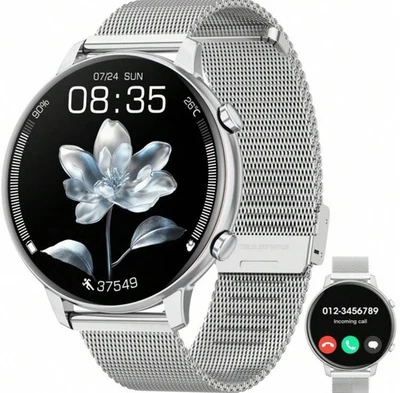 Montre Connectée Acier Inoxydable Écran HD Traqueur De Fitness 100 Modes Sports - Photo 1/4