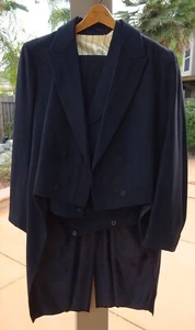 Antique Wool Tuxedo Coat Overcoat w Tails Black Vest and Pants For Gentleman - Picture 1 of 12