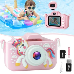 Kinderkamera Einhorn Selfie Digitalkamera 1080P HD Kinder Kamera mit 32GB Karte - Bild 1 von 12