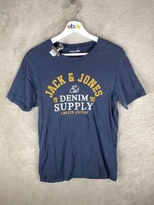 JACK & JONES Casual T-Shirts Top Size S Mens Grey Logo Short Sleeve - Picture 1 of 10