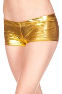 sexy MUSIC LEGS stretch HOT pants BOOT shorts METALLIC bottoms BOYSHORTS dancer - Picture 1 of 8