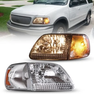 Pair Headlight Fit For 1997-2003 Ford F-150 1997-1999 F-250 1997-2002 Expedition - Image 1 of 4
