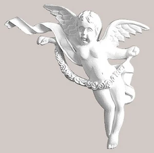 A-01P Ornament PU stoßfest exclusive Dekor Stuck Wand Engel 13,2 x 17 x 3 cm - Bild 1 von 1