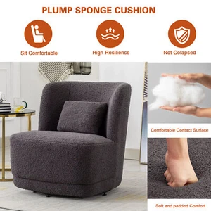 Swivel Accent Chair 360 Degree Swivel Barrel Chairs Upholstered Modern Armchairs - Picture 1 of 9