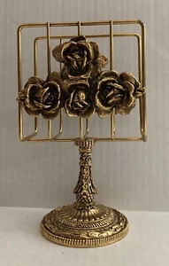 Vtg Gold-tone Napkin Guest Towel Holder Heavy Ornate Metal Roses 9 X 4.5 Inches - Imagen 1 de 7
