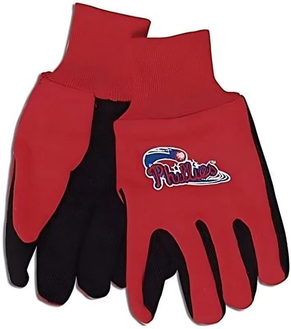 MLB Philadelphia Phillies Utility Gloves Red w/ Black Palm Cover