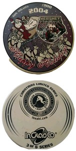2004 LIMITED EDITION 203/300 HERSHEY BEARS AHL RARE 4oz HAPPY HOLIDAYS PUCK