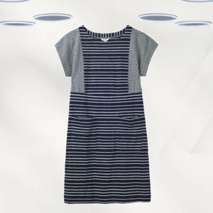 Ex White Stuff Women’s Short Sleeve Stripe Dress in Navy - Picture 1 of 2
