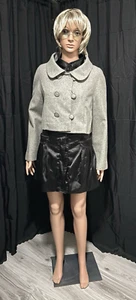 SCANLAN & THEODORE CROPPED, 6 BUTTONS, FRONT SLIT POCKETS WOOL GRAY JACKET S-M - Picture 1 of 15