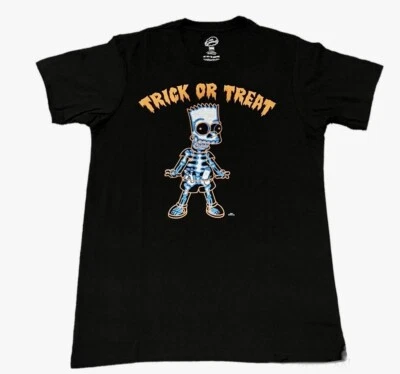 NUEVO CON ETIQUETAS Niños Los Simpson BART Truco o trato Camiseta M Med Árbol de los Horrores Halloween Foto 1 de 2