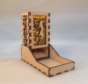 Fairy Dice Tower and Tray  Neon Orange Acrylic Window COMPACT DESIGN Laser Cut - Picture 1 of 6
