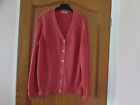 Coral/Orange/Apricot Cardigan Size 10/12 With V Neck And Cable Design