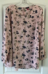 Vince Camuto Cold Shoulder Long Sleeve Floral Blouse XL Pink Multi Floral Poly - Picture 1 of 18