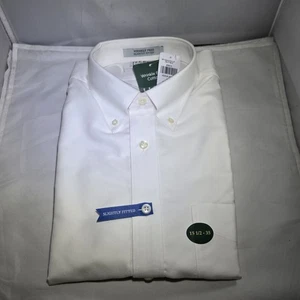 LL Bean Shirt Mens 15.5-35 Wrinkle Resistant Trim Fit Oxford Dress White NWT - Picture 1 of 7