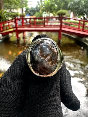 Turkish Banded Agate Ring Men 925 Sterling Silver May Birthstone Jewellery  - Image 1 of 4