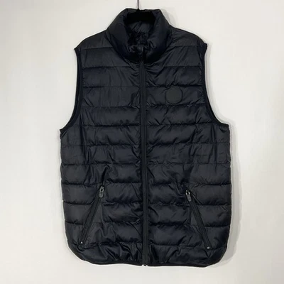 Perry Ellis Portfolio MEDIUM Quilted Puffer Vest Lightweight Zip Pockets BLACK - Image 1 of 4
