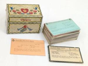 Vintage Recipes Box Detroit Edison Reddy Kilowatt 100+ Recipe Cards Ohio Art Tin - Picture 1 of 24
