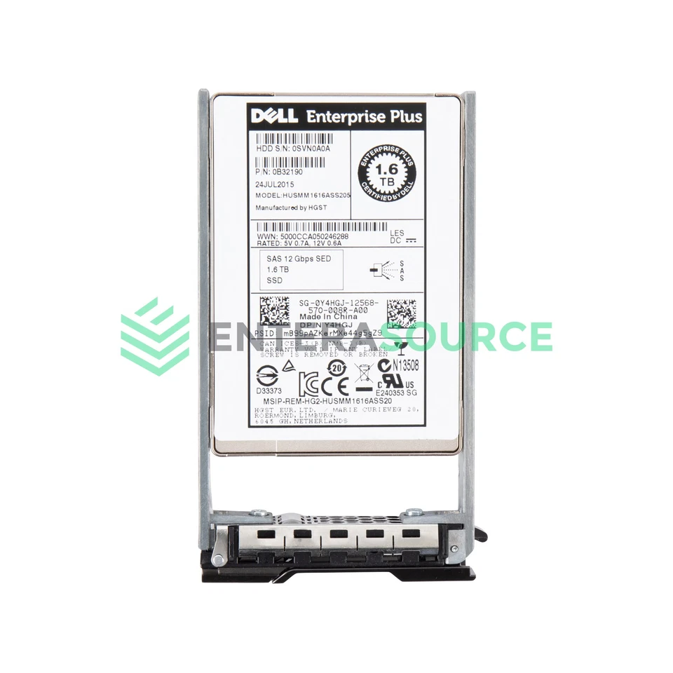 Dell Compellent Y4HGJ-CML 1.6TB eMLC SAS SSD 2.5 12Gbps WI SED Solid State Drive - Image 1 of 1
