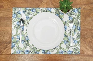 Lakeside Blueberry Placemats Set of 6 Botanical Blueberry Floral, 14" x 20" - Picture 1 of 3