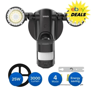 SANSI LED Motion Sensor Light Outdoor 3000LM 25W Security Night Floodlight 5000K - Picture 1 of 11