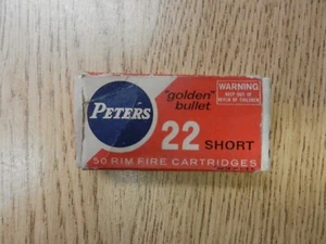 Vintage Peters " Golden Bullet " 22 Short Empty Ammo Box Used - Picture 1 of 7