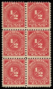 B600 U.S. Revenue Scott #R206 1/2 cent documentary MNH block of 6 - Picture 1 of 2