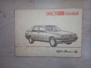 ALFA ROMEO. ALFA 75 2.0 TURBO DIESEL. LIBRETTO USO E MANUTENZIONE. - Foto 1 di 1
