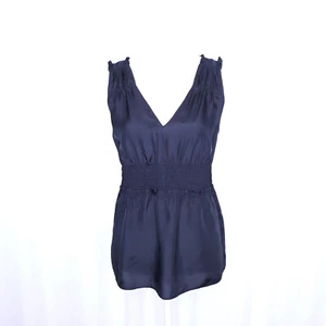 Women's Banana Republic Black 100% Silk Smocked Empire Waist Blouse Size PS NWT - Picture 1 of 12