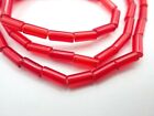 20" strand red cylinder Bohemian pressed glass beads antique Africa trade