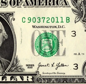 2011 Year note Fancy Serial Number One Dollar Bill C90372011B - Picture 1 of 11