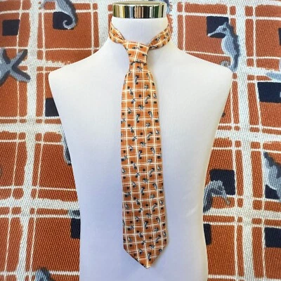 Corbata de seda Dunhill para hombre a cuadros estrella de mar caballito de mar corbata hecha en Italia novedad Foto 1 de 4