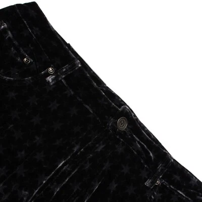 Pantalones Fabio Caviglia Nuevos sin Etiquetas Terciopelo 5 Bolsillos Corte Jean Talla 38 EE. UU. Negro/Gris Estrellas Foto 1 de 4