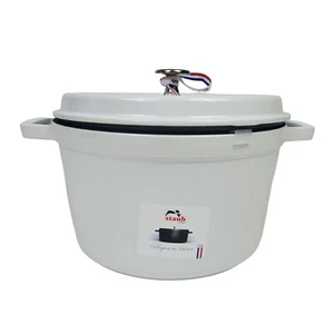 Staub Cast Iron White 5-qt Tall Cocotte, Made in France 24cm NWOB - Picture 1 of 9