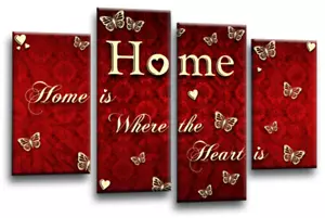 Impresión artística de cita de amor familiar roja crema enmarcada lienzo dividido cuadro grande - Imagen 1 de 6