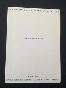 PAUL-ARMAND GETTE Approche descriptive d'une plage 1972 Artis't book livre - Picture 1 of 4