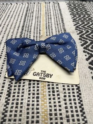Pajarita Gatsby suave retro geométrica azul original vintage años 60 nueva con etiquetas Foto 1 de 4
