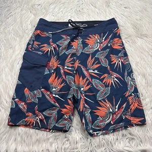 Volcom Men's 31 Board Shorts Trunks Blue Tropical Bird of Paradise Floral - Picture 1 of 5