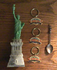 2 Ellis Island Keychains & Statue of Liberty Figure & Collector Spoon Souvenirs