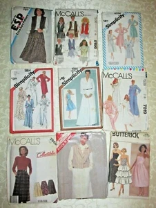 Vintage 1980's Sewing Patterns for Women~Set of 9~Uncut~Sizes 6 to 16 - Picture 1 of 7