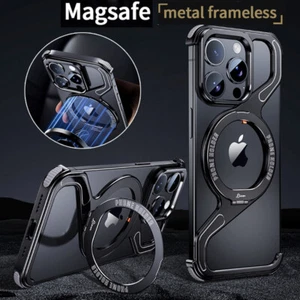 Hülle Für iPhone 16 15 14 Pro Max Magsafe Magnetic Stand Aluminum Rahmenlos Case - Bild 1 von 15