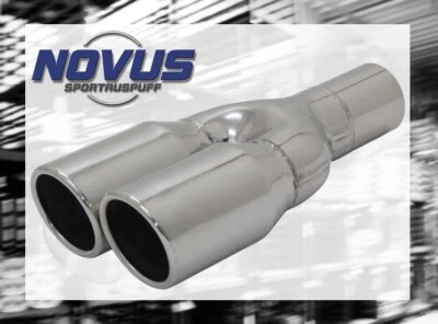 EDELSTAHL ENDROHR Ø 2 x 76mm SR-Design zum ANSCHWEISSEN AUSPUFF ENDSCHALLDÄMPFER - Bild 1 von 2