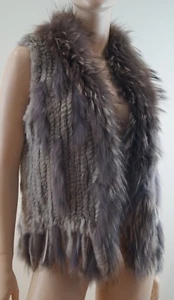 Chaqueta Chaleco JOSEPH Fabulous Gris Claro/Oscuro Conejo y Cuello de Piel Mixto y Borde - Imagen 1 de 5