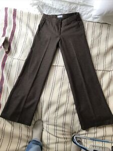Lovely NICOLE FARHI WIDE LEG Brown WOOL & CASHMERE TROUSERS 10 (8-10) Low Rise