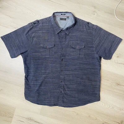 Steve's Jeans Shirt Mens 4X Stretch Short Sleeves Button Up Flap Pockets Blue - Image 1 of 4