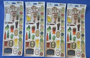 #14 NEW Lot-4 Sheets Beer Lager Stickers Cardmaking Scrapbook Crafts DIY - Picture 1 of 7